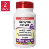 webber naturals Triple Action Joint Care - 75 caplets, 2-pack