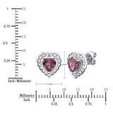 Heart Shaped Rhodolite Garnet and Diamond Earrings (0.01 ctw)