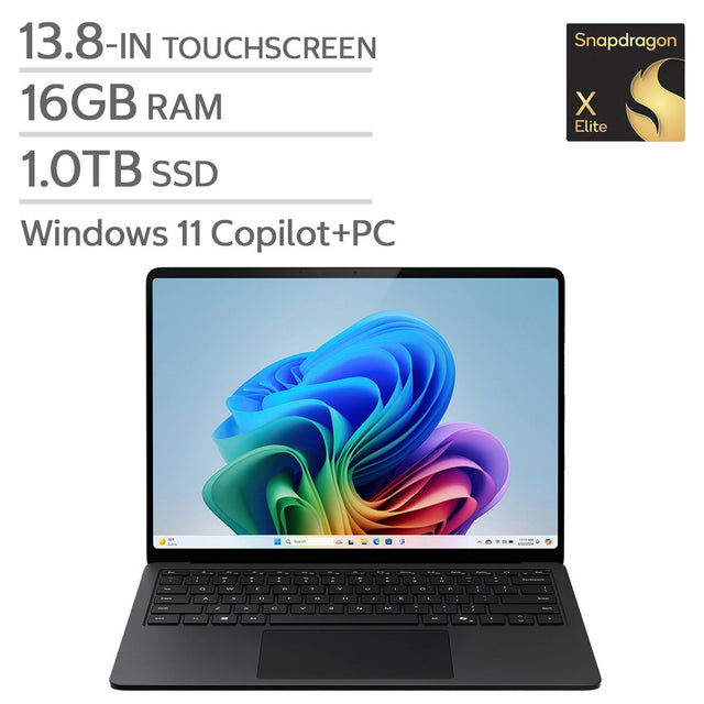 Microsoft Surface 13.8-in. Copilot+ PC Touchscreen Laptop with 1-year Microsoft 365 Personal, Qualcomm Snapdragon X Elite X1E-80-100 - 16GB RAM, 1TB SSD, Qualcomm Adreno Z7