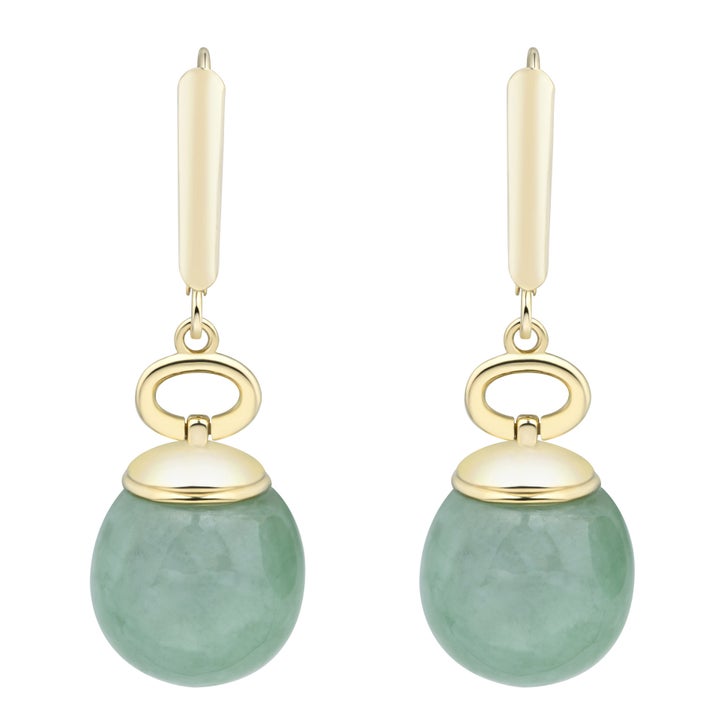 Natural Light Green Jade Drop Earrings