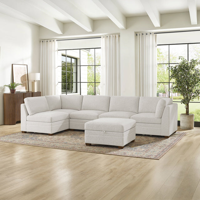 Thomasville Tisdale 6-piece Fabric Sectional with Storage Ottoman W4