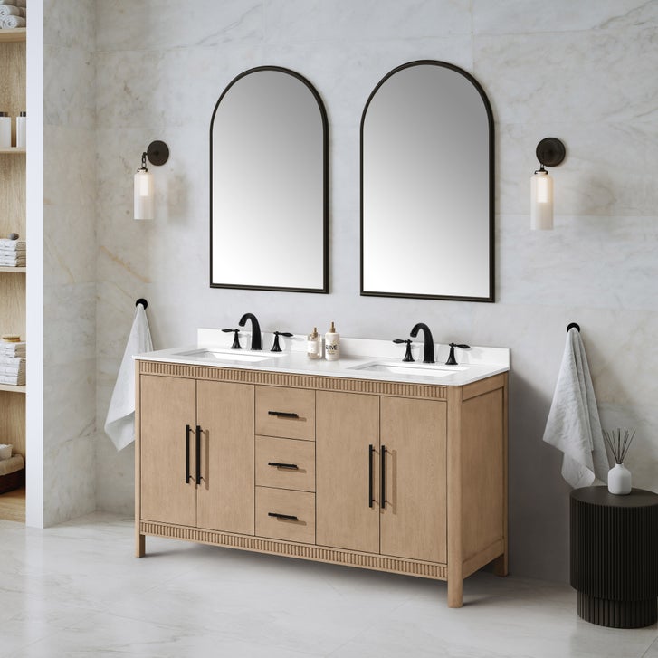 OVE Decors Kiara Vanity in Sahara Birch Finish with Quartz Countertop