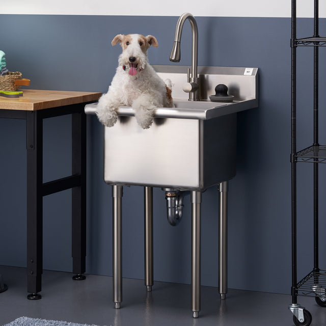 TRINITY Stainless Steel Utility Sink with Pull-out Faucet J3
