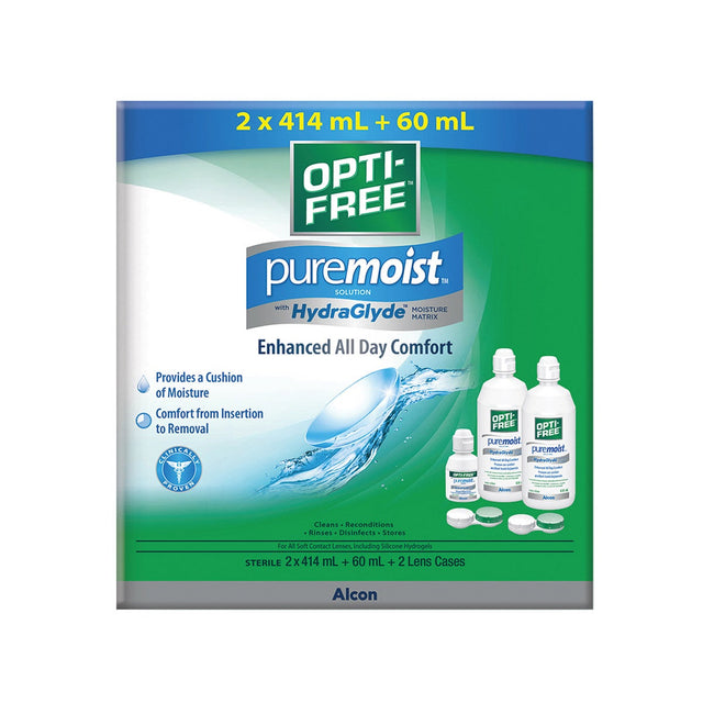 Opti-Free PureMoist Contact Lens Solution, 2 x 414 mL + 60 mL I4