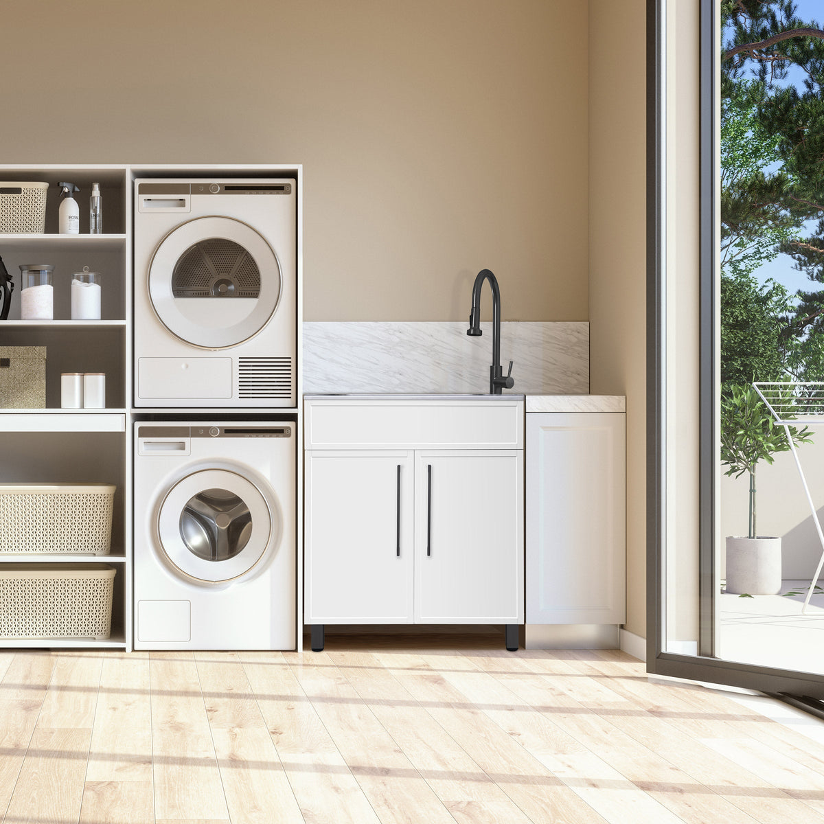 Transform 28 in. All-in-one Utility Sink with Cabinet and Faucet