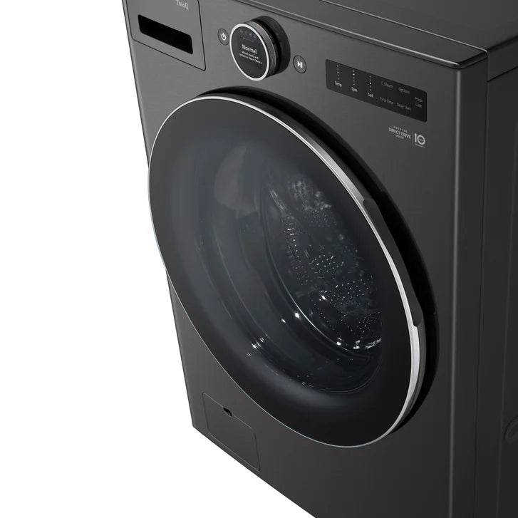 LG 5.8 cu ft. Black Steel ThinQ AI Wi-Fi Enabled Mega Capacity Steam Front Load Washer with ezDispense