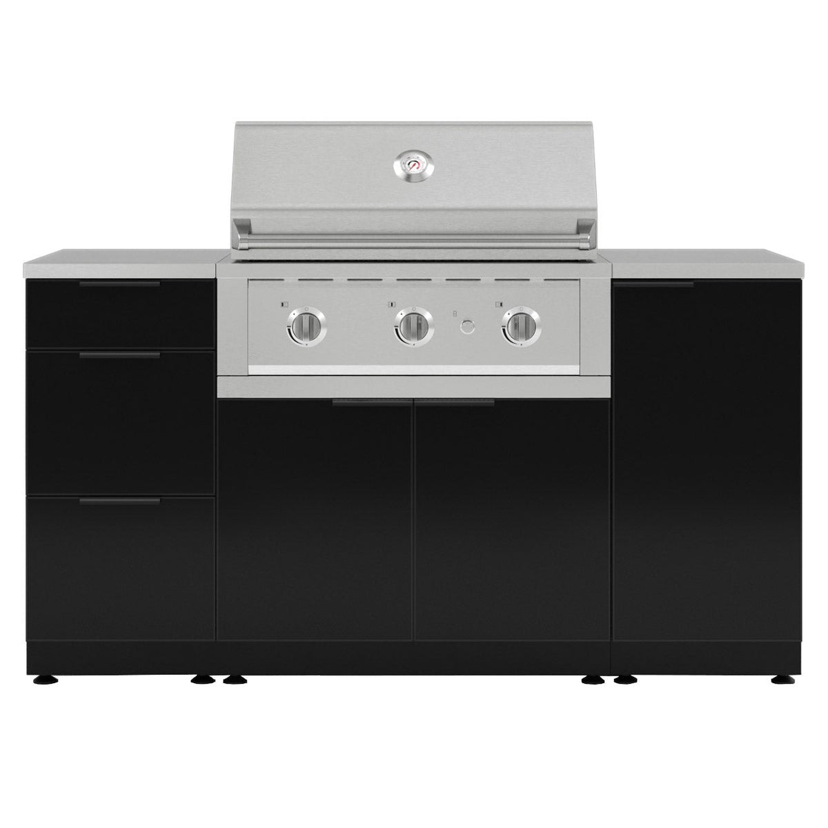 NewAge Products Outdoor Grill Island Aluminum 6-piece Black Cabinet Set - Liquid Propane Performance Grill
