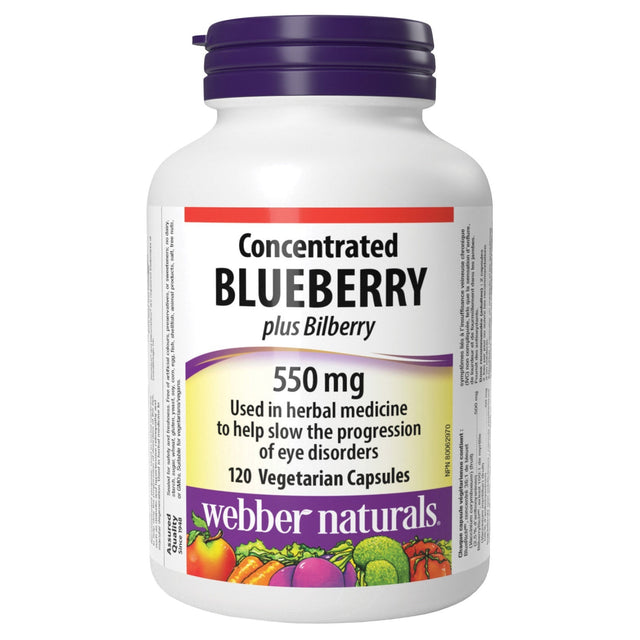 webber naturals Blueberry Plus with Bilberry 500 mg/50 mg Vegetarian Capsules, 120-count, 2-pack Z4