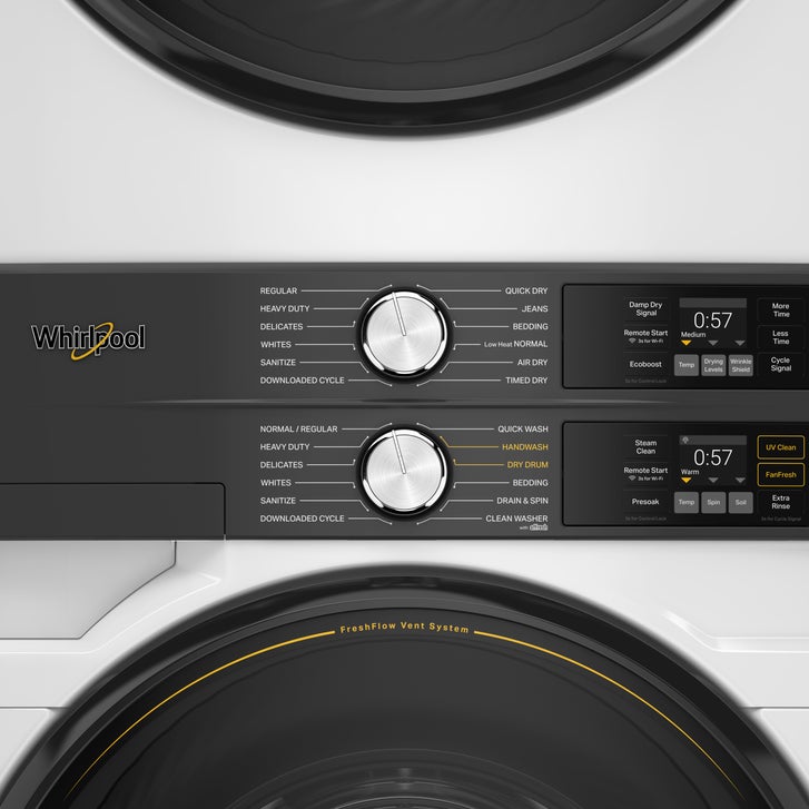 Whirlpool 28 in. Laundry Centre 5.2 cu ft. Washer and 7.4 cu ft. Electric Vented Dryer with UV Clean