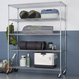TRINITY 5-Tier Chrome Wire Shelving Rack With Wheels, 60" x 24" x 72"
