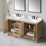 OVE Decors Kiara Vanity in Sahara Birch Finish with Quartz Countertop