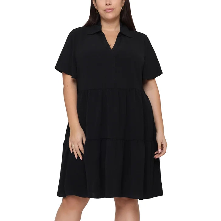 Tahari Women's Short-Sleeve Tiered Dress