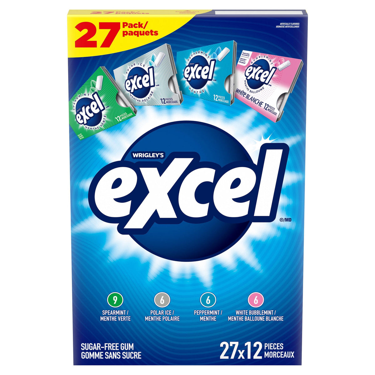 Excel Sugar Free Gum, Variety Pack, 27 × 12 pieces