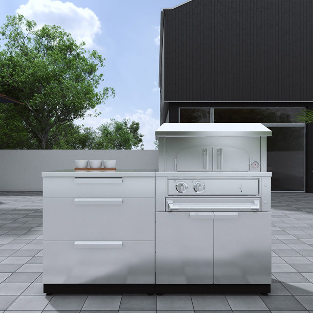 NewAge Products 5-piece Outdoor Stainless Steel Cabinet Set with Built-in Pizza Oven - Liquid Propane A8