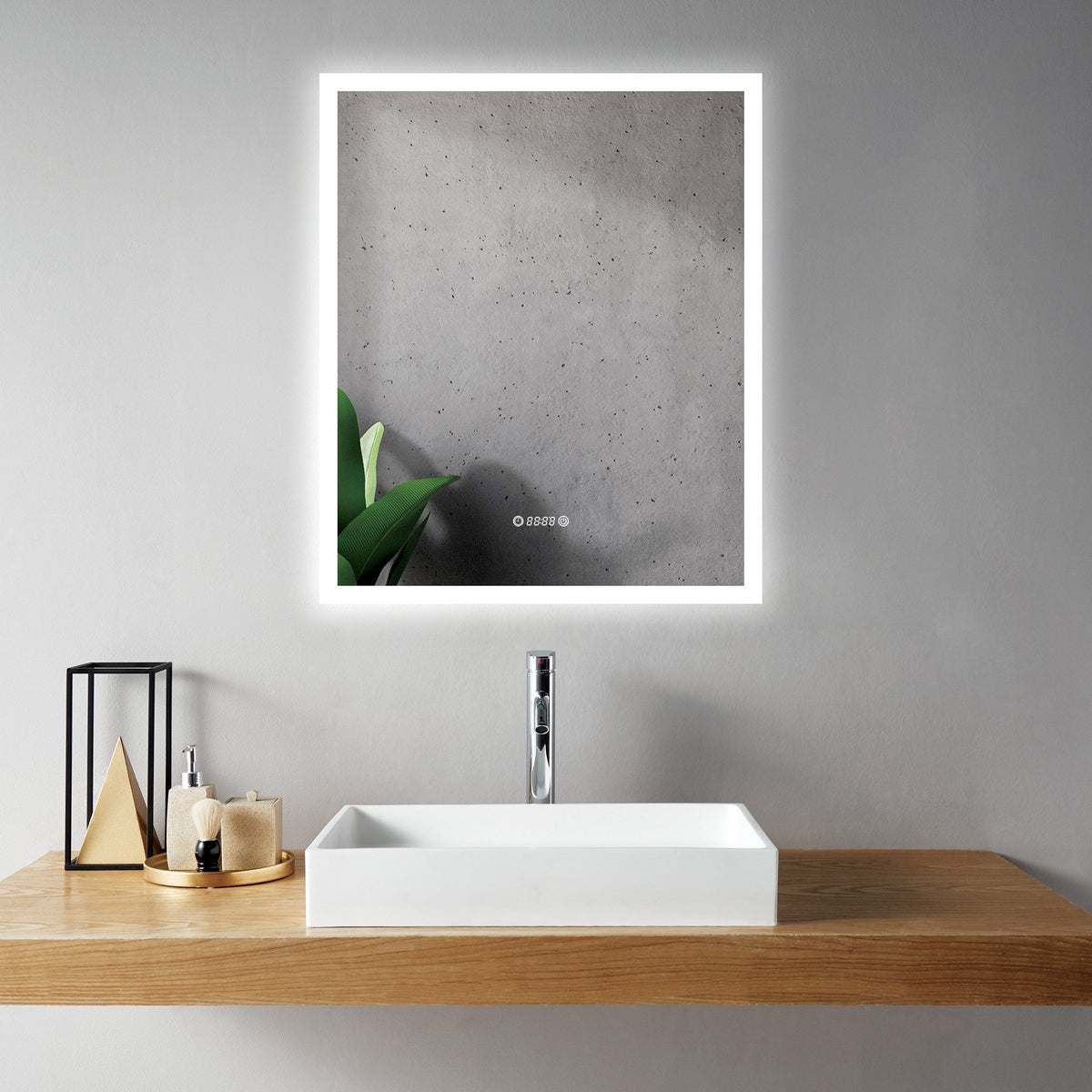 SERA LED Mirror Frosted Edge with Time and Temperature Function