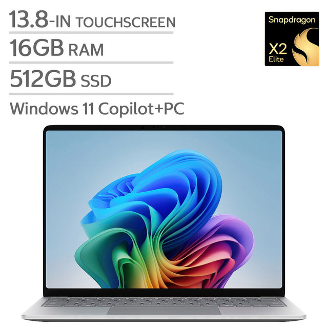 Microsoft Surface 13.8-in. Copilot+ PC Touchscreen Laptop, Qualcomm Snapdragon X2 Elite - 16GB RAM, 512 GB SSD - Platinum R5