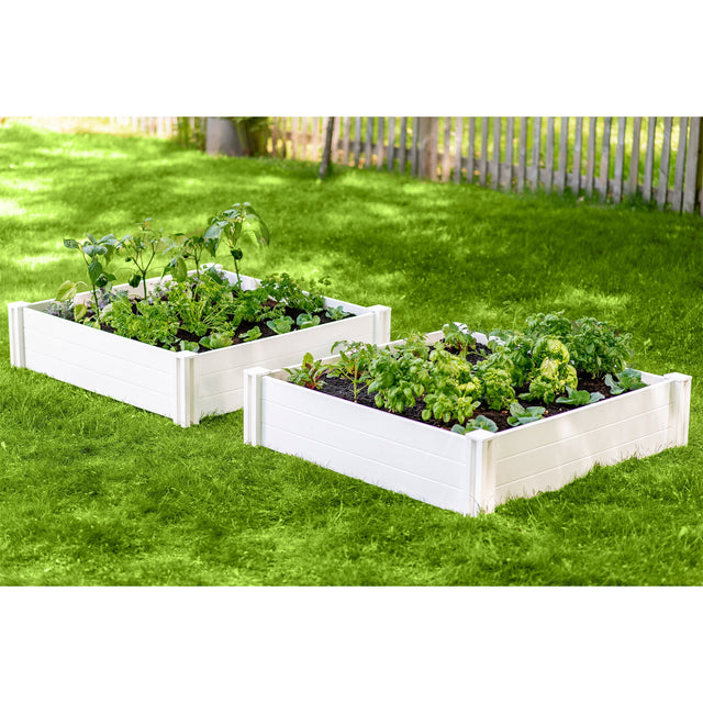 4 ft. x 4 ft. White Vinyl Raised Garden Bed 2-pack E5