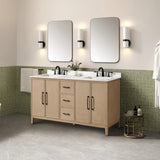 OVE Decors Codey Vanity in Sahara Birch Finish with Calacatta Quartz Countertop