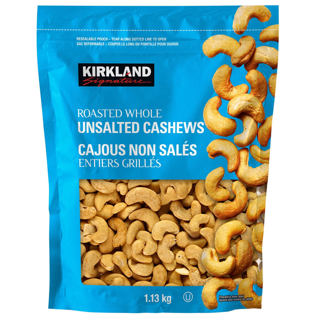 Kirkland Signature Roasted Whole Unsalted Cashews, 1.13 kg M8