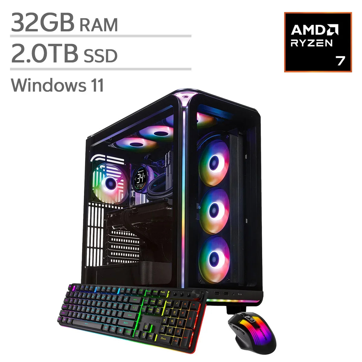 iBUYPOWER Element Gaming Desktop, AMD Ryzen 7 9800X3D - 32GB RAM, 2TB SSD, 12GB NVIDIA GeForce RTX 5070