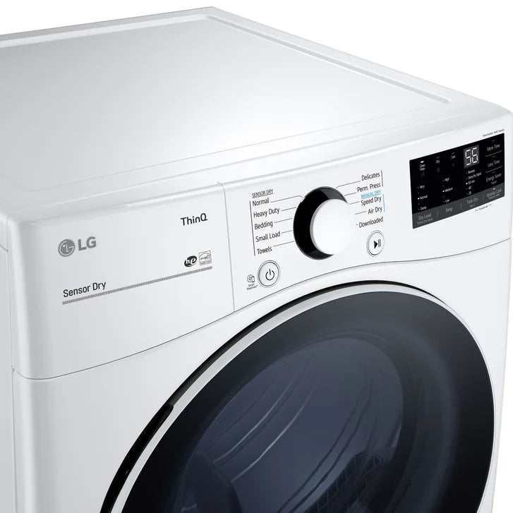 LG 7.4 cu. ft. White Electric Dryer with Built-In AI with ThinQ Technology and Wi-Fi Enabled