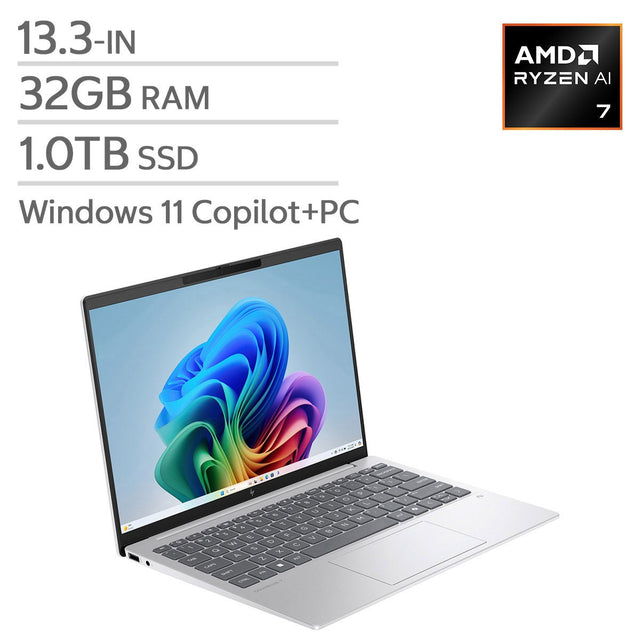 HP Omnibook 7 Aero 13.3-in. Copilot+ PC Laptop, AMD Ryzen AI 7 350, 32 GB RAM, 1 TB SSD B2
