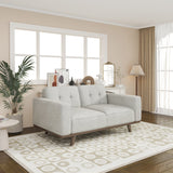 Fabric Loveseat with Solid Oak Base