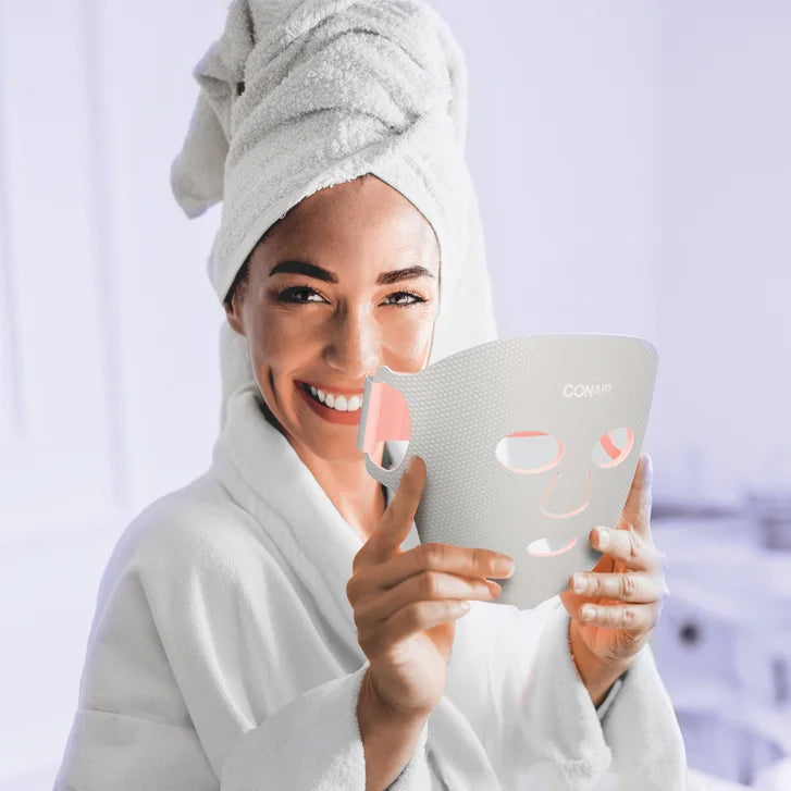 Conair True Glow LED Light Therapy Face Mask with Velour Storage Pouch